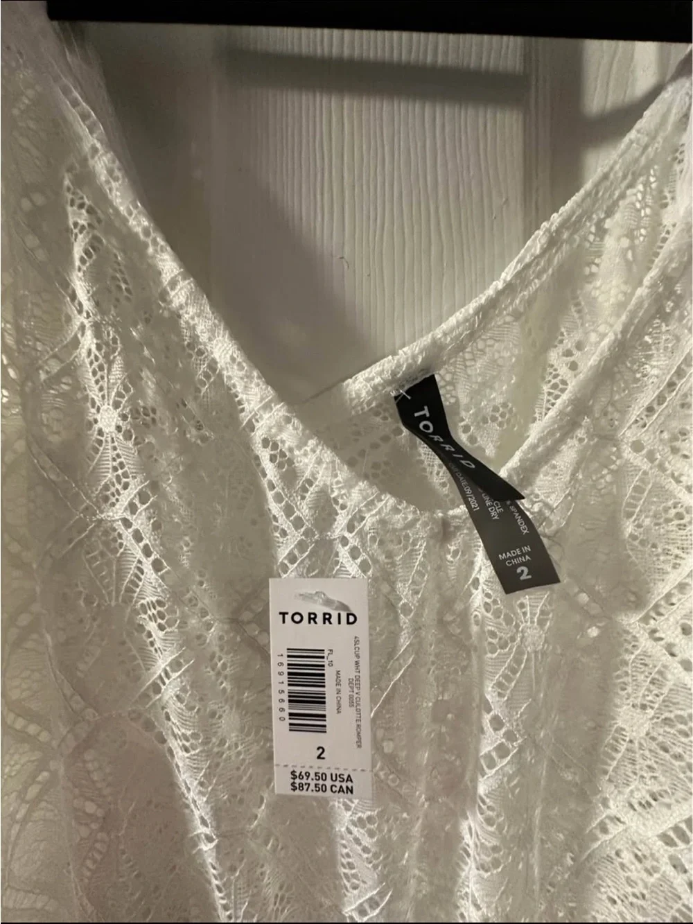 torrid NWT White Lace Tie-Shoulder Swim cover jumpsuit